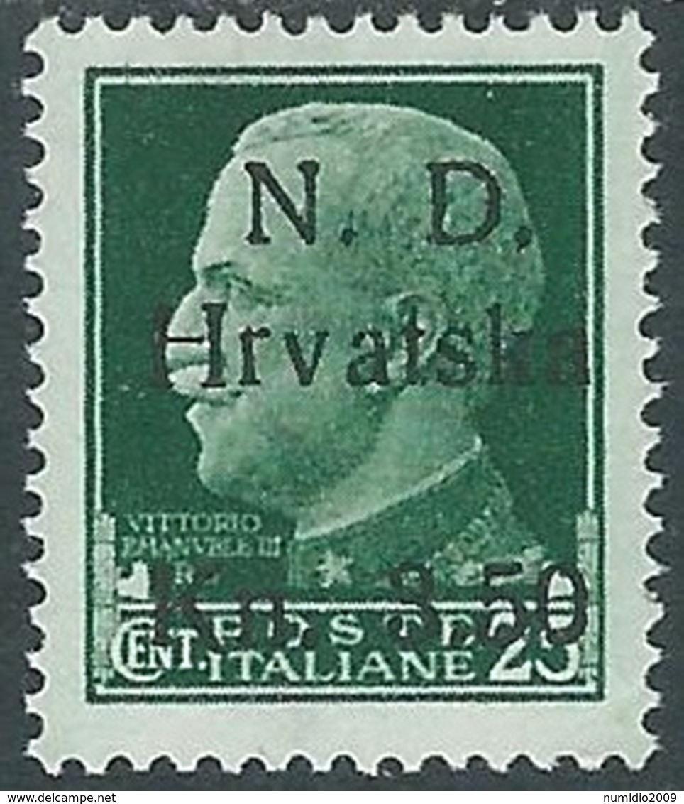 1944 OCCUPAZIONE CROATA SEBENICO E SPALATO 3,50 SU 25 CENT MH * - RB37-4 - Kroatische Bez.: Sebenico & Spalato