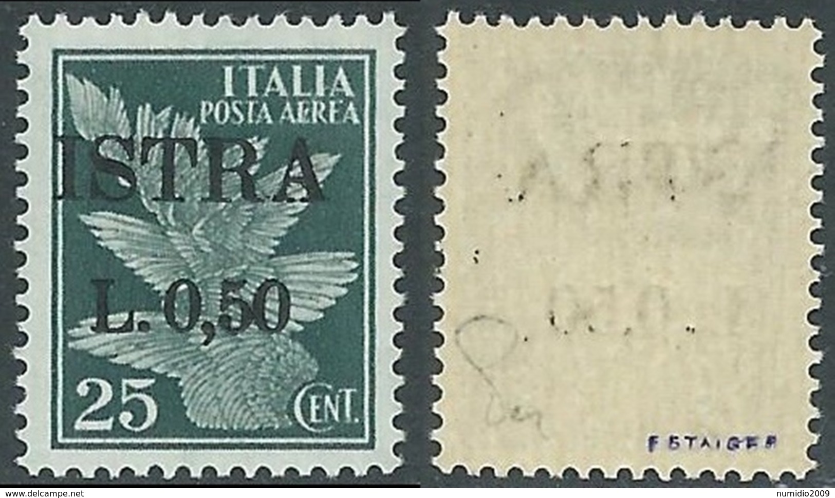 1945 OCCUP. JUGOSLAVA ISTRIA POLA POSTA AEREA 50 SU 25 CENT MNH ** - RB37-7 - Jugoslawische Bes.: Istrien