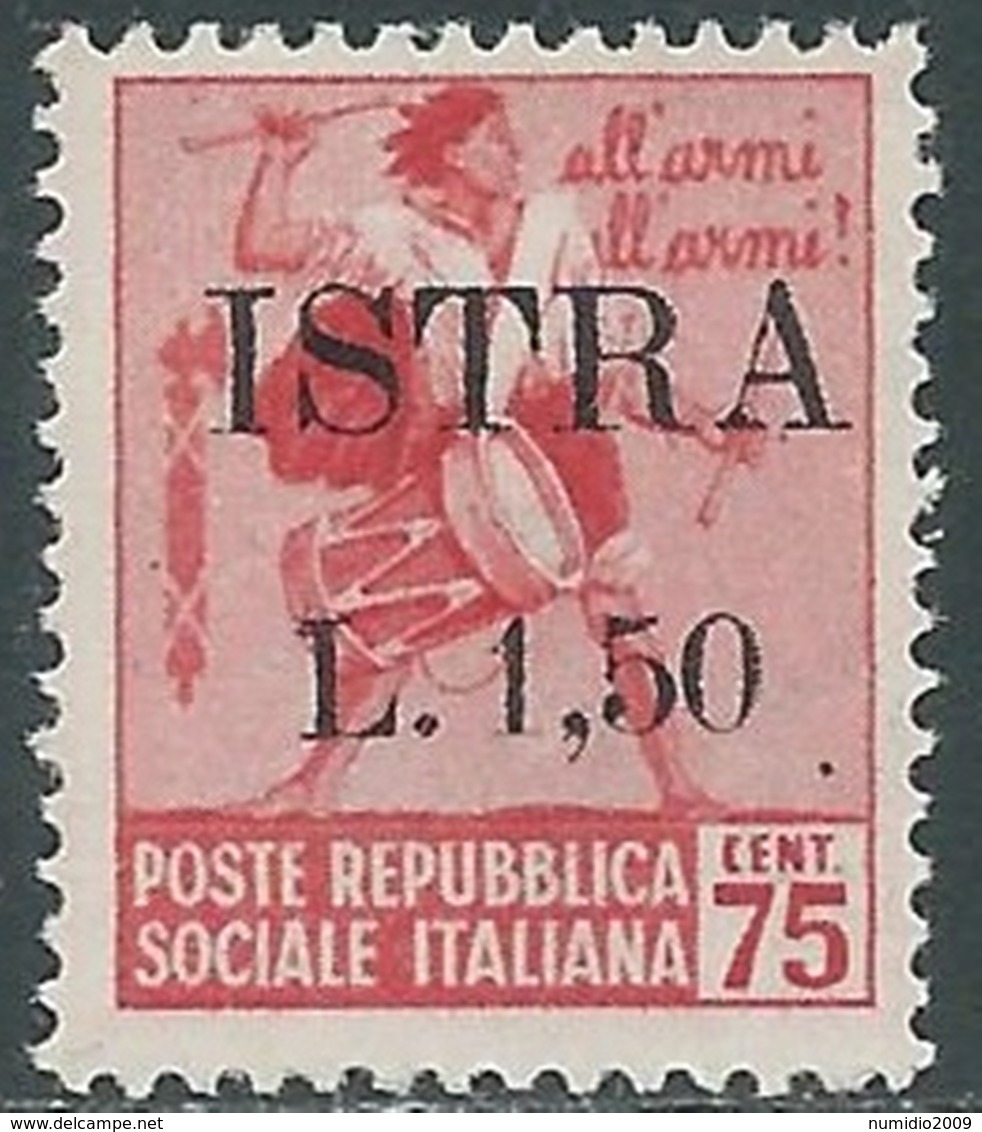 1945 OCCUPAZIONE JUGOSLAVA ISTRIA POLA 1,50 LIRE SU 75 CENT MNH ** - RB37-6 - Yugoslavian Occ.: Istria