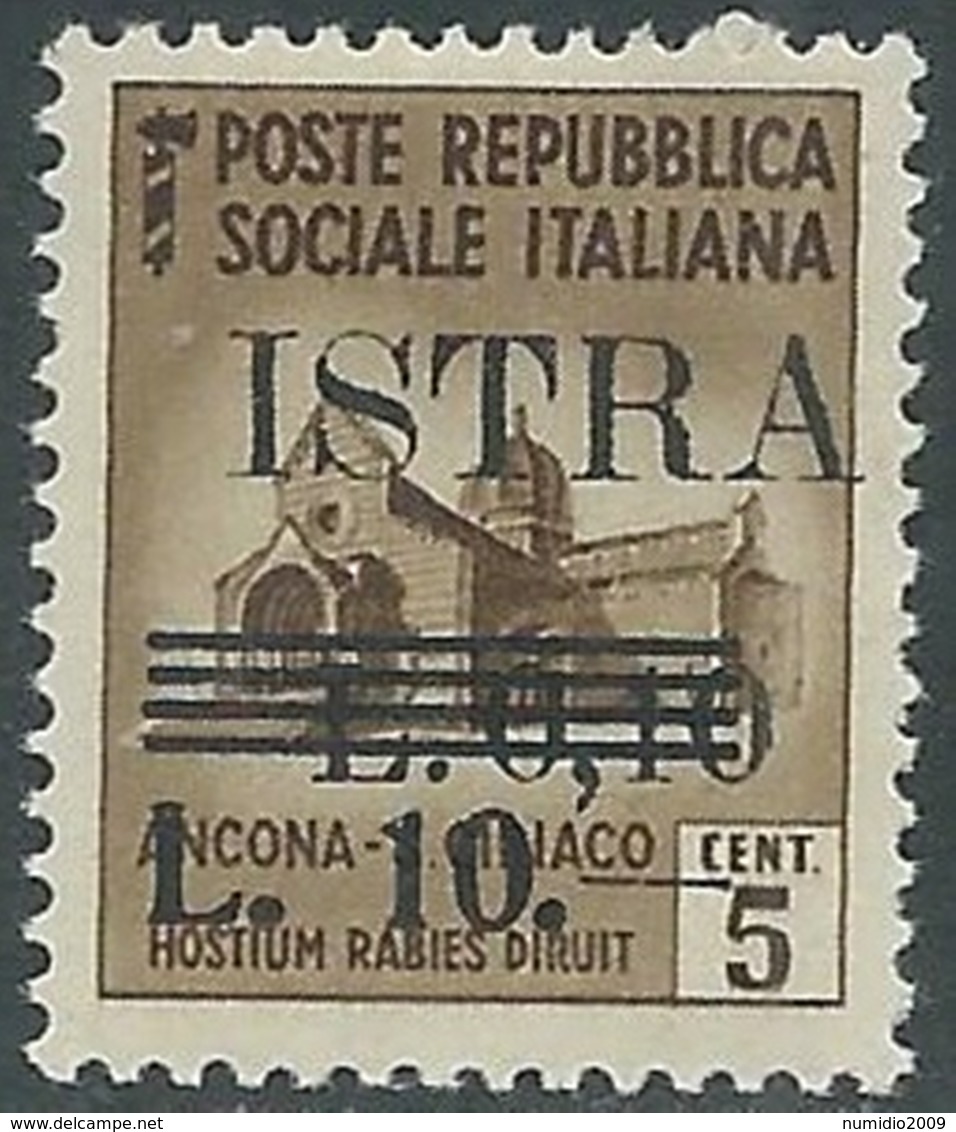 1945 OCCUPAZIONE JUGOSLAVA ISTRIA POLA 10 LIRE SU 10 SU 50 CENT MNH ** - RB37-7 - Occ. Yougoslave: Istria