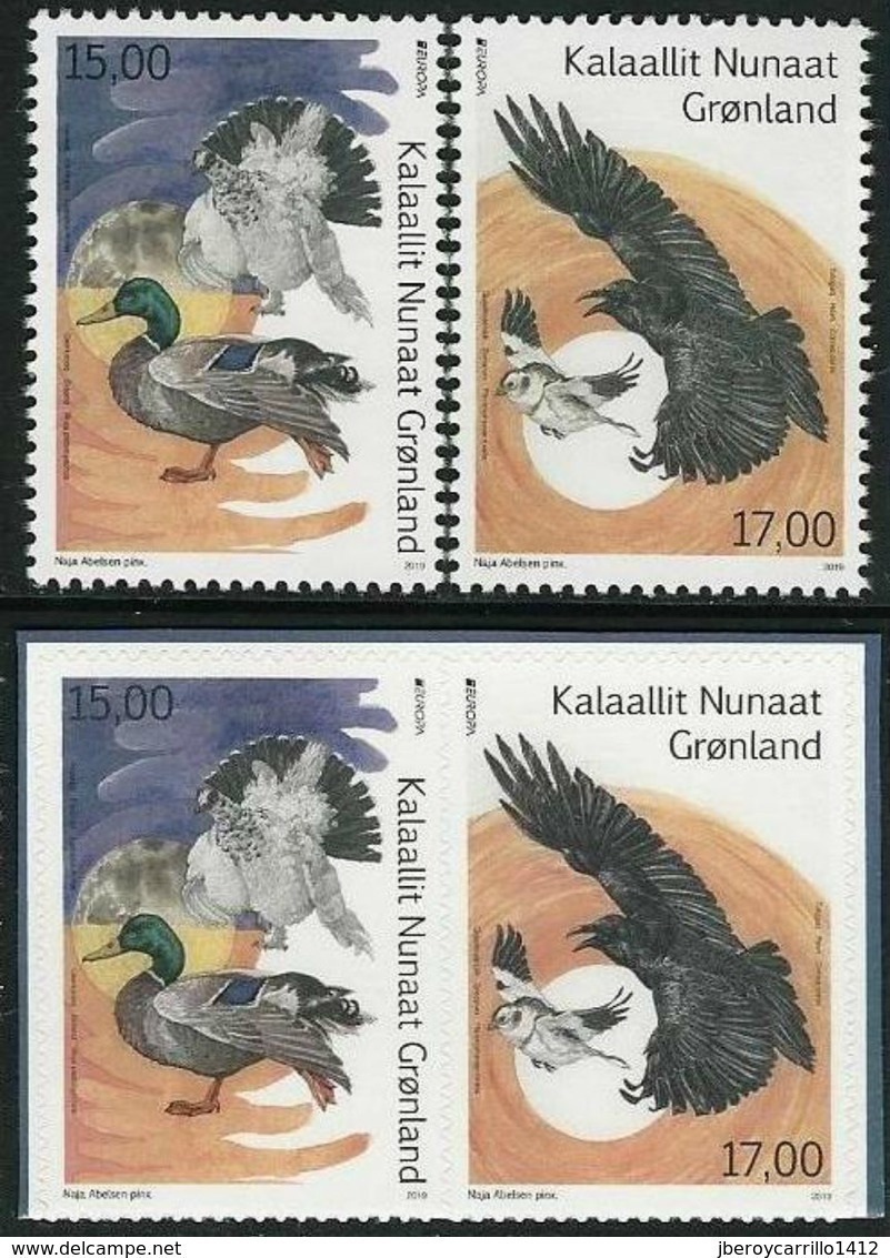 GROENLANDIA /GREENLAND /GRÖNLAND  -EUROPA 2019 -NATIONAL BIRDS.-"AVES -BIRDS -VÖGEL-OISEAUX"-SERIE TIPO A +SERIE TIPO C - 2019