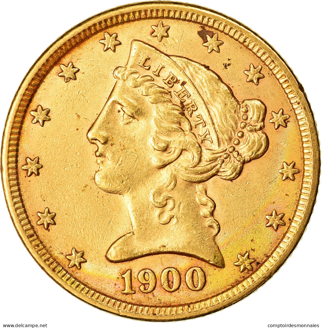 Monnaie, États-Unis, Coronet Head, $5, Half Eagle, 1900, U.S. Mint - 5$ - Half Eagles - 1866-1908: Coronet Head (Testa Coronata)