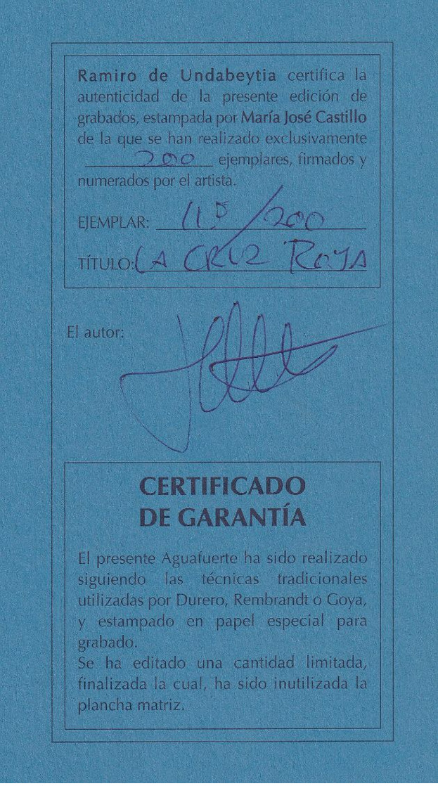 2009. Grabado ALFONSO XIII-CRUZ ROJA, Estampado Por Mª José Castillo, Distribuido Por FILATELIA HOBBY. (Numerado) - Abarten & Kuriositäten