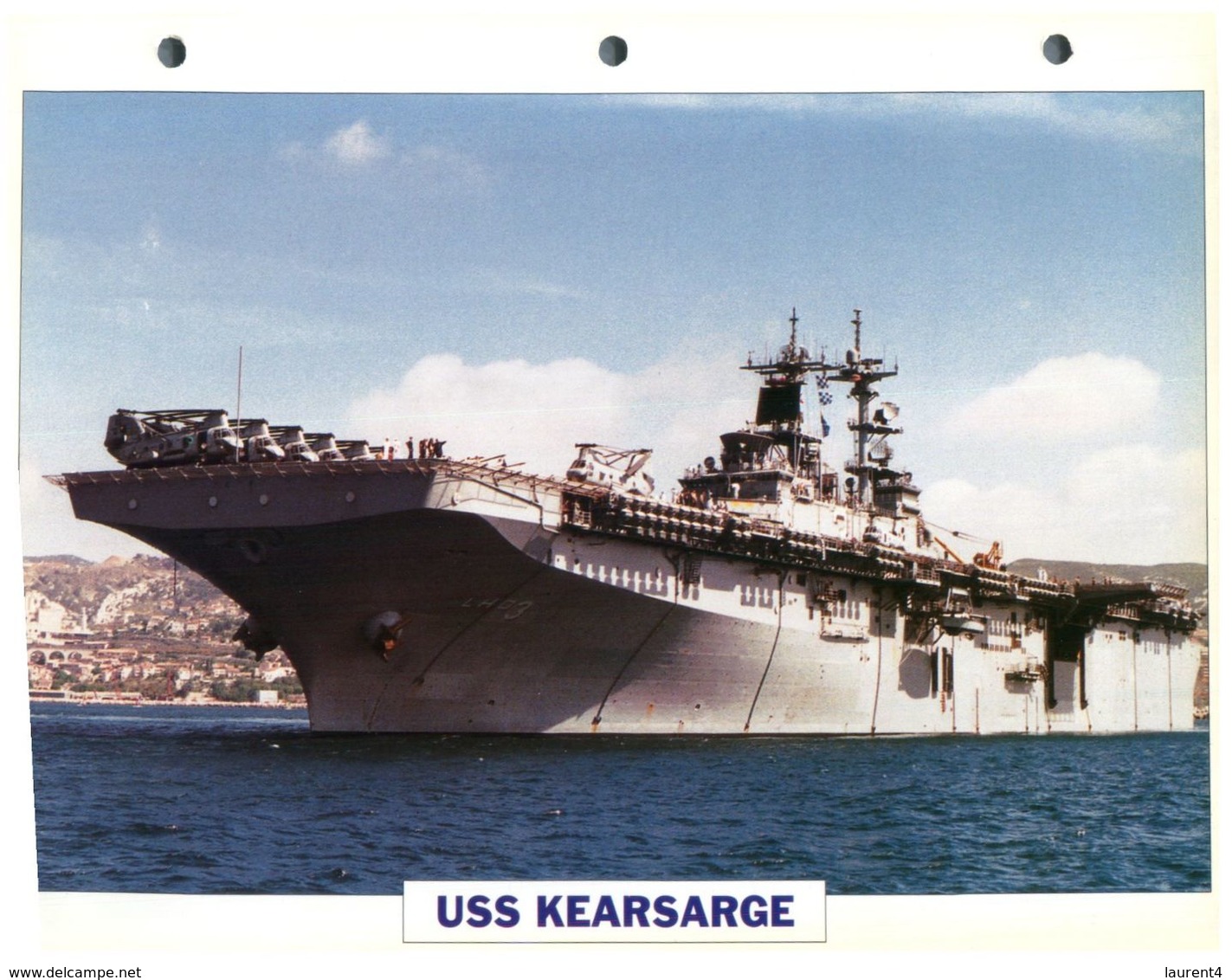 (25 X 19 Cm) B - Photo And Info Sheet On Warship - USS Kearsarge (Helicopter Carrier) - Other & Unclassified