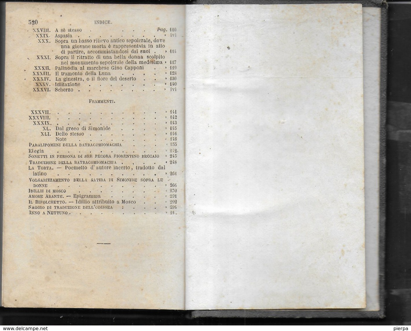 POESIE DI GIACOMO LEOPARDI - CASA EDITRICE GUIGONI MILANO - 1864 - PAG. 320 - CARTA A MANO - FORMATO 10 X 15,50 - Oude Boeken