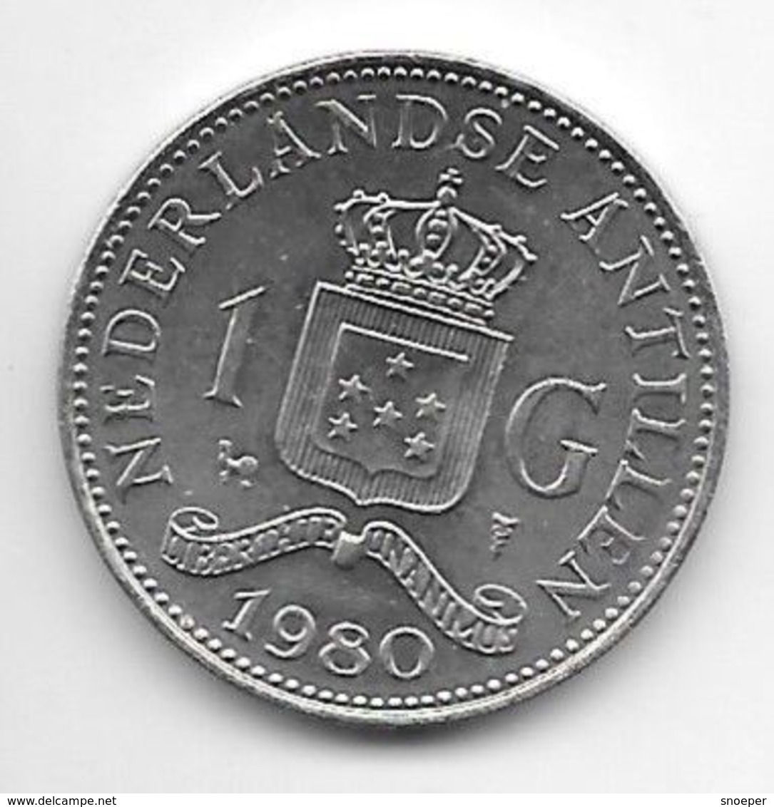 *netherlands Antilles  1 Gulden  1980 Star/cock  Km 12    Xf+/ms60 - Netherlands Antilles