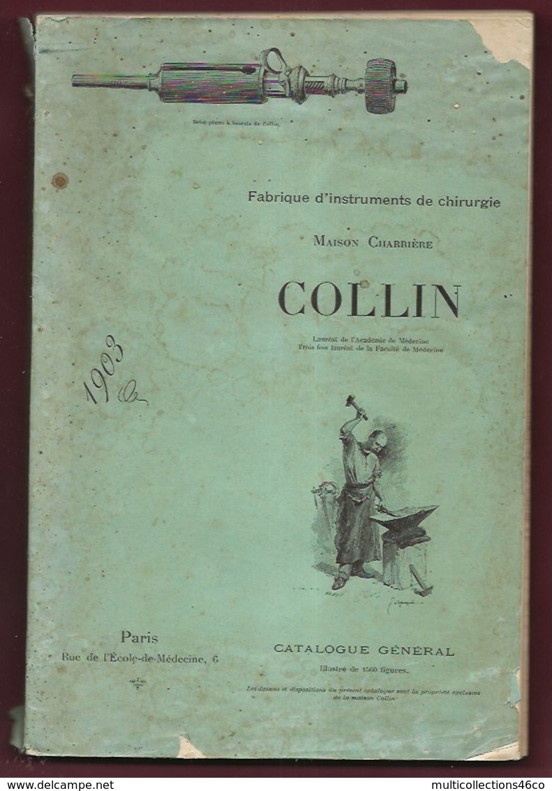010820 - CATALOGUE Commercial Vente Fabrique Instruments Chirurgie Medecine CHARRIERE COLLIN 1903 Illustrations PARIS - 1900 – 1949
