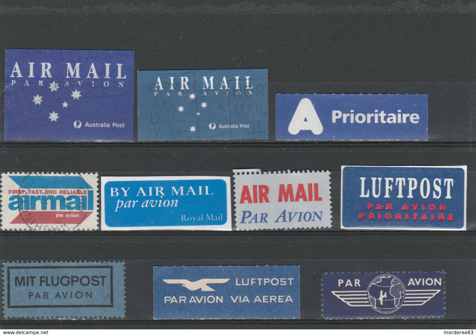 LOT DE 10 VIGNETTES ETIQUETTES PAR AVION - AIR MAIL - LUFTPOST - FLUGPOST - Aviación