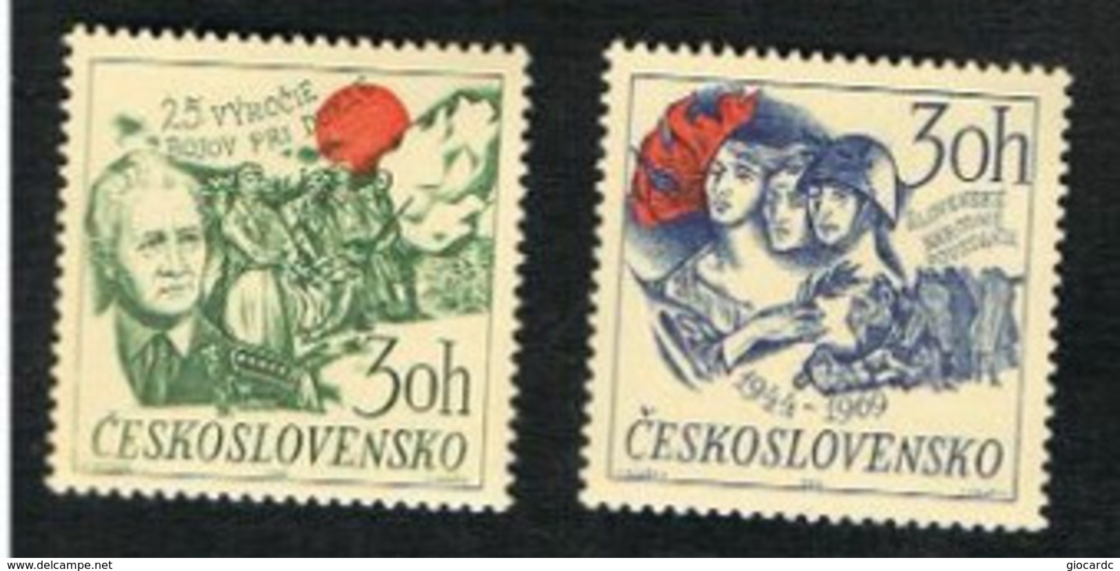 CECOSLOVACCHIA (CZECHOSLOVAKIA) - SG 1841.1842 - 1969 SLOVAK  RISING & DUKLA BATTLE ANNIV. (COMPLET SET OF 2) - MINT** - Unused Stamps