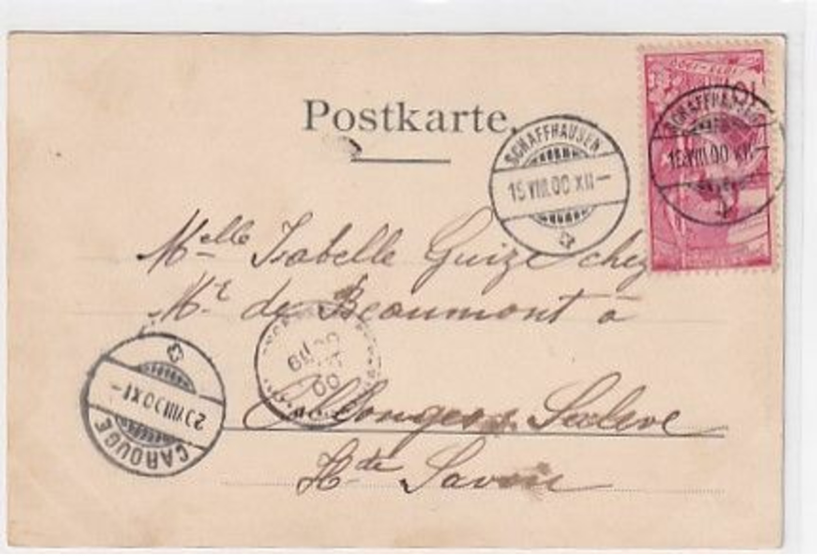 Gruss Vom Rheinfall - UPU-Frankatur - 1900      (P-265-00501) - Other & Unclassified