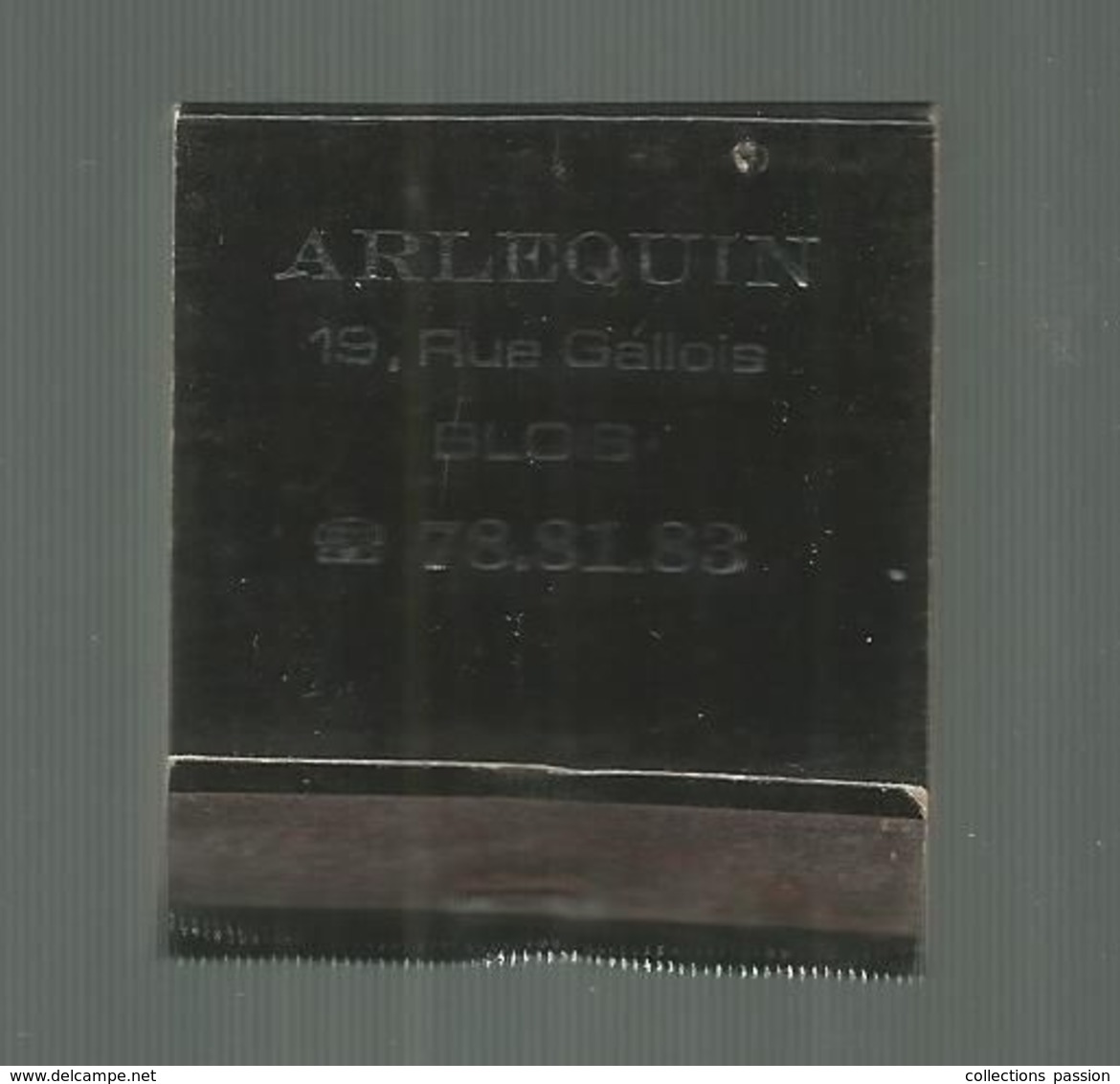 Boite D'allumettes , Pochette, Bar Du Théâtre : ARLEQUIN , 19 Rue Gallois , BLOIS , 2 Scans - Scatole Di Fiammiferi