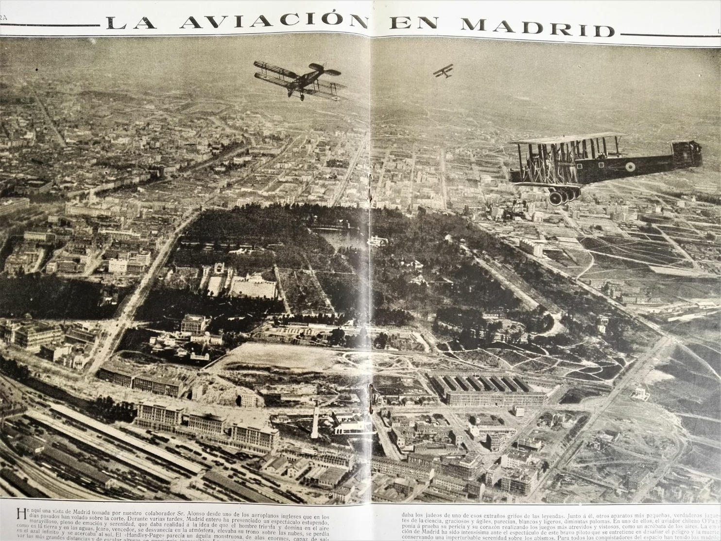 Antigua Fotografía, La Aviación En Madrid - Extraída De Revista 1919 - 36,5x54cm - Luftfahrt