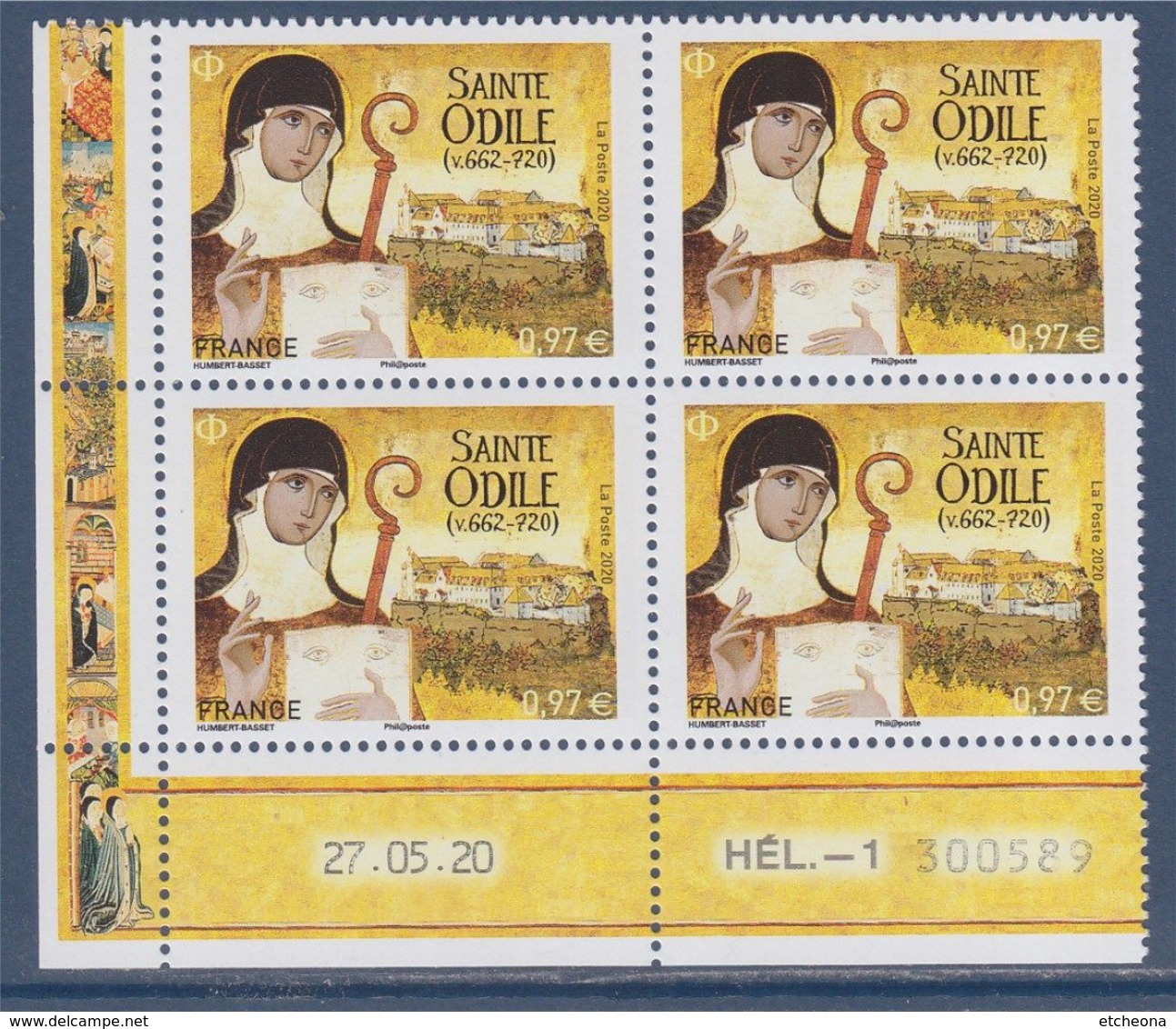 Sainte Odile Coin X4 Daté 0.97€ 27.05.20 HEL.-1 Fondatrice Et Abbesse Du Monastère De Hohenbourg, Sur Mont Saint Odile - 2010-2019