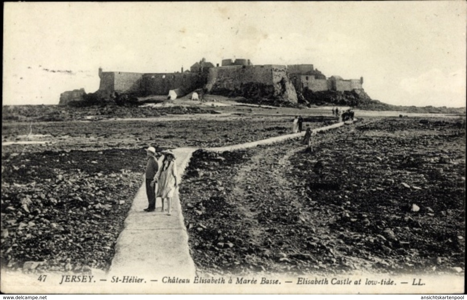 Cp Saint Helier Jersey Kanalinseln, Chateau Elisabeth A Maree Basse - Sonstige & Ohne Zuordnung