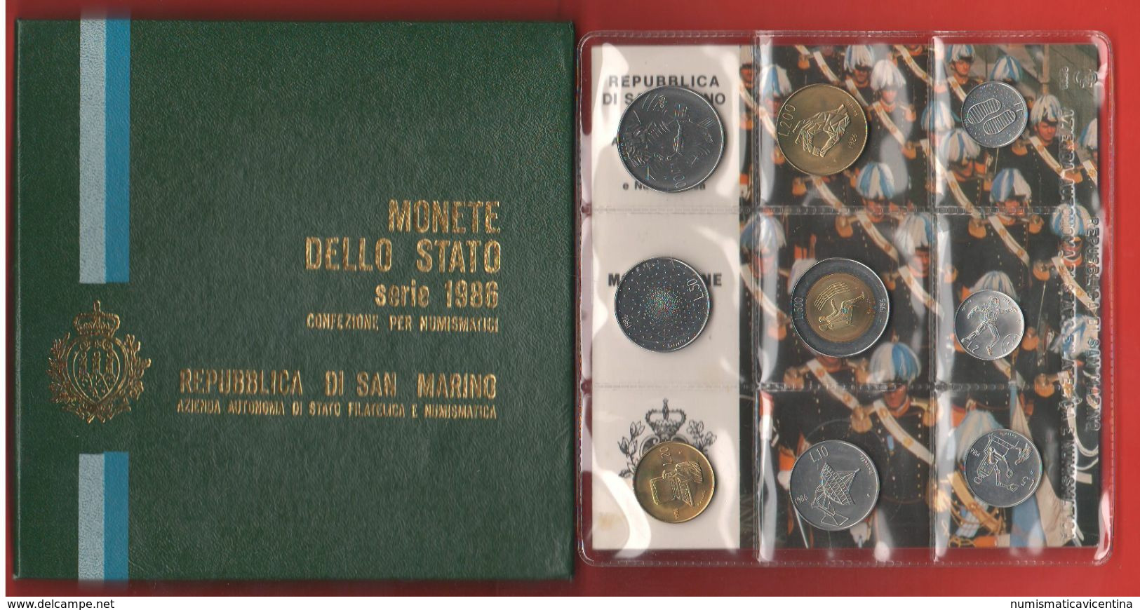 San Marino Serie Con 1 2 5 10 20 50 100 200 500 Lire Divisionale 1986 + Box - San Marino