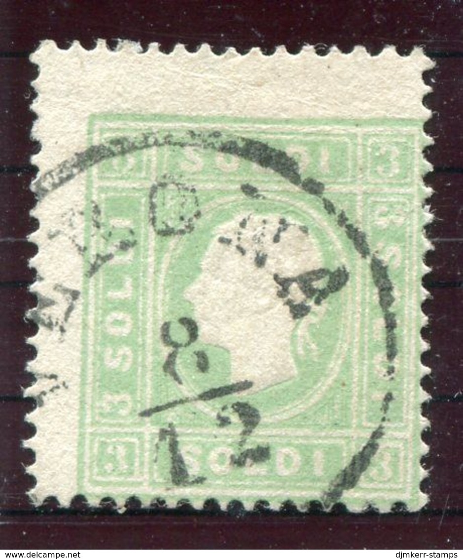 LOMBARDY-VENETIA 1862 Franz Joseph 3 Soldi Green, Used  Michel 8 II. Steiner Short Certificate. - Oblitérés
