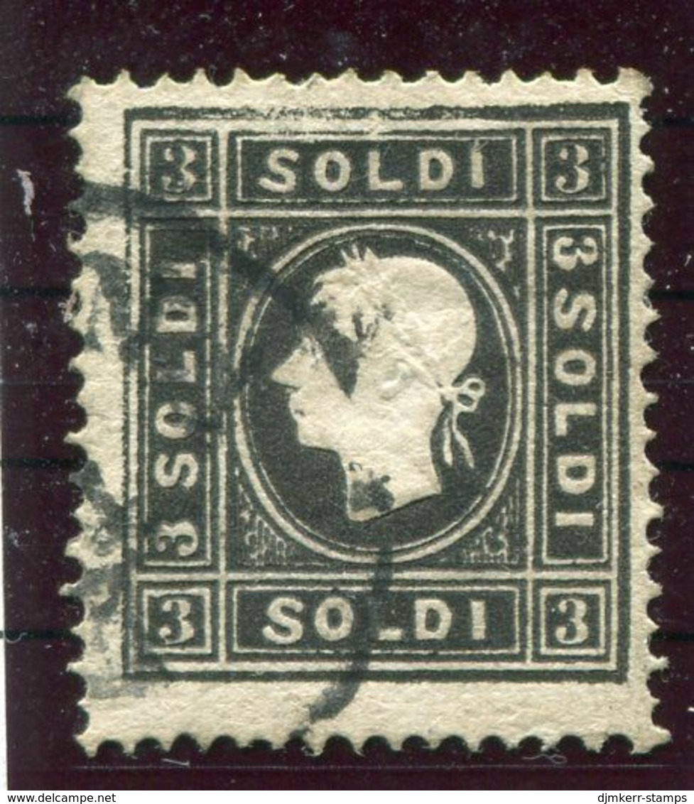 LOMBARDY-VENETIA 1862 Franz Joseph 3 Soldi Black Type II, Used  Michel 7 II. Steiner Short Certificate. - Oblitérés
