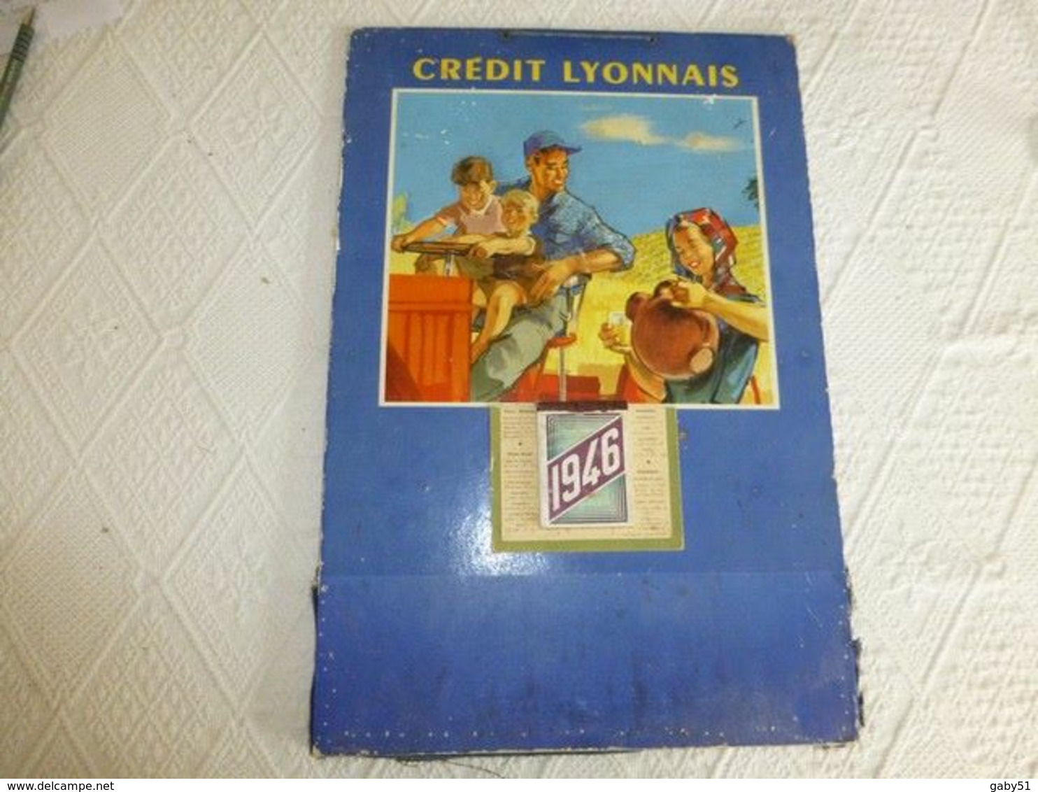 Carton PUB Crédit Lyonnais Calendrier 1946, Rare, Illustrateur Paulien ? état  ; A 315 - Advertising
