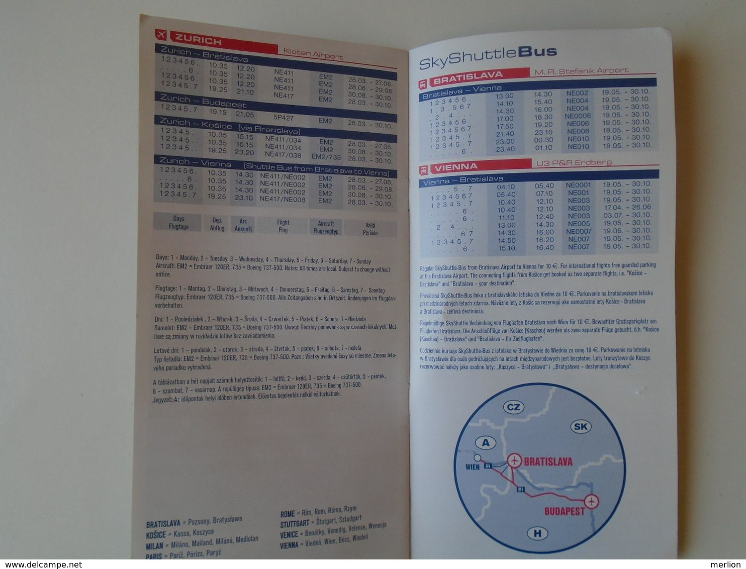 BA26.3 SKY EUROPE  Time Table 2004 Summer  -Sky Europe Airlines - Europa