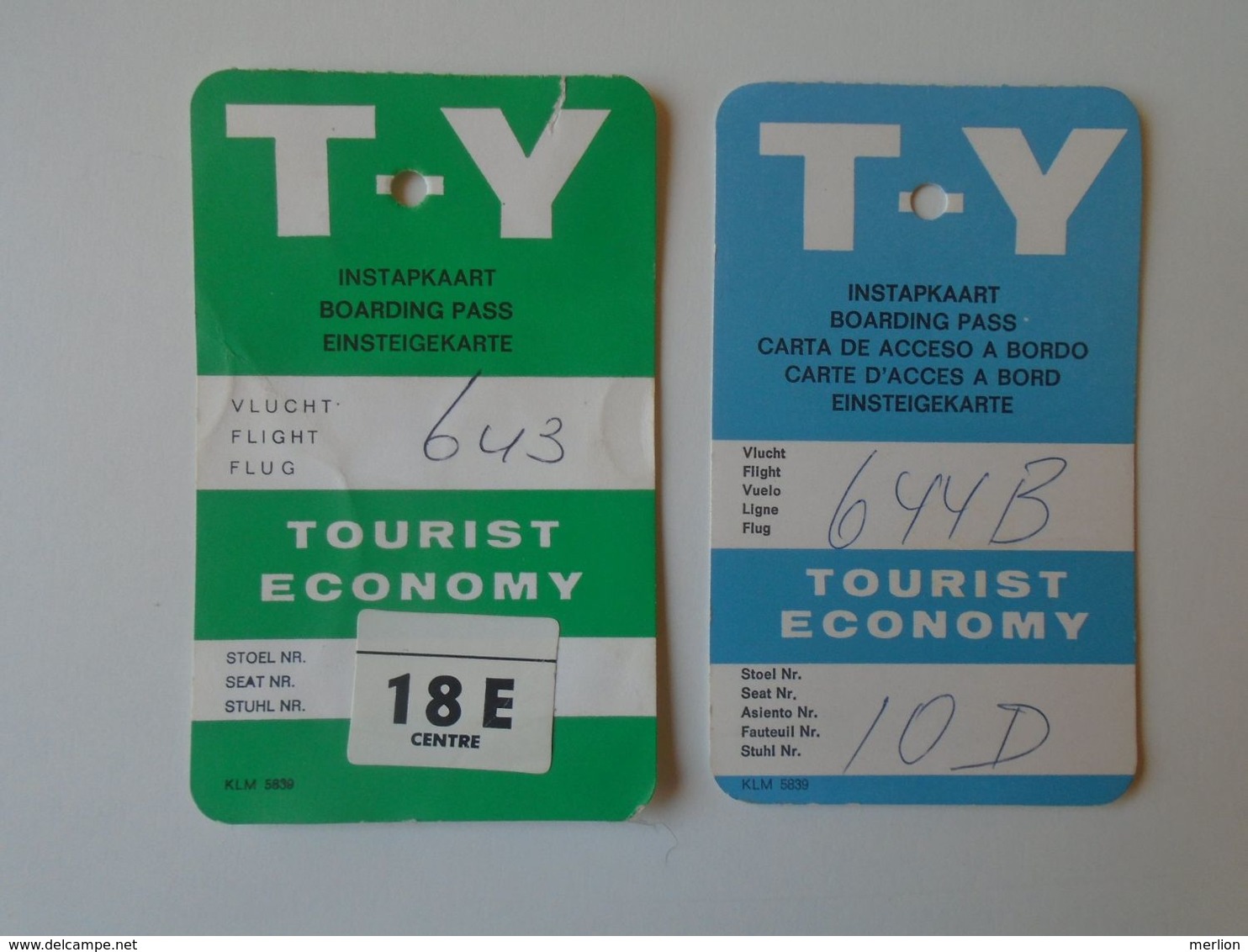 BA26.7  Boarding Pass (lot Of 2)  KLM  Flight 643 And 644B - Bordkarten