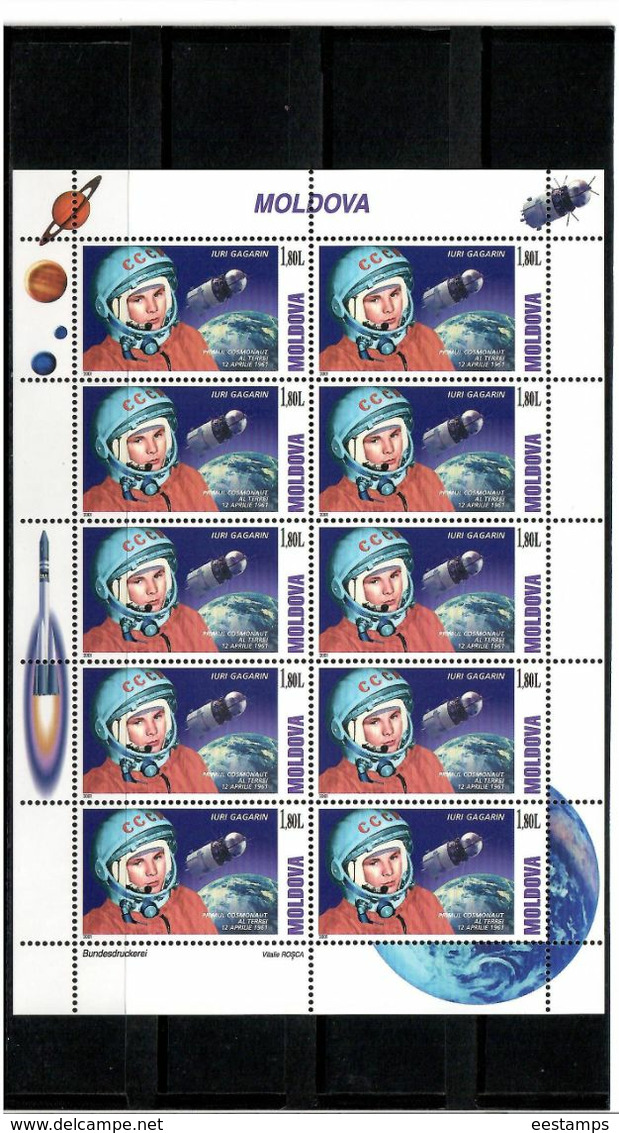 Moldova 2001 . Space Day (Y.Gagarin). M/S Of 10 .  Michel # 383 KB - Moldavie
