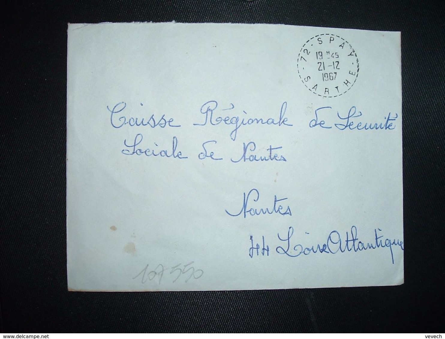 LETTRE OBL. Tiretée 21-12 1967 72 SPAY SARTHE - Cachets Manuels