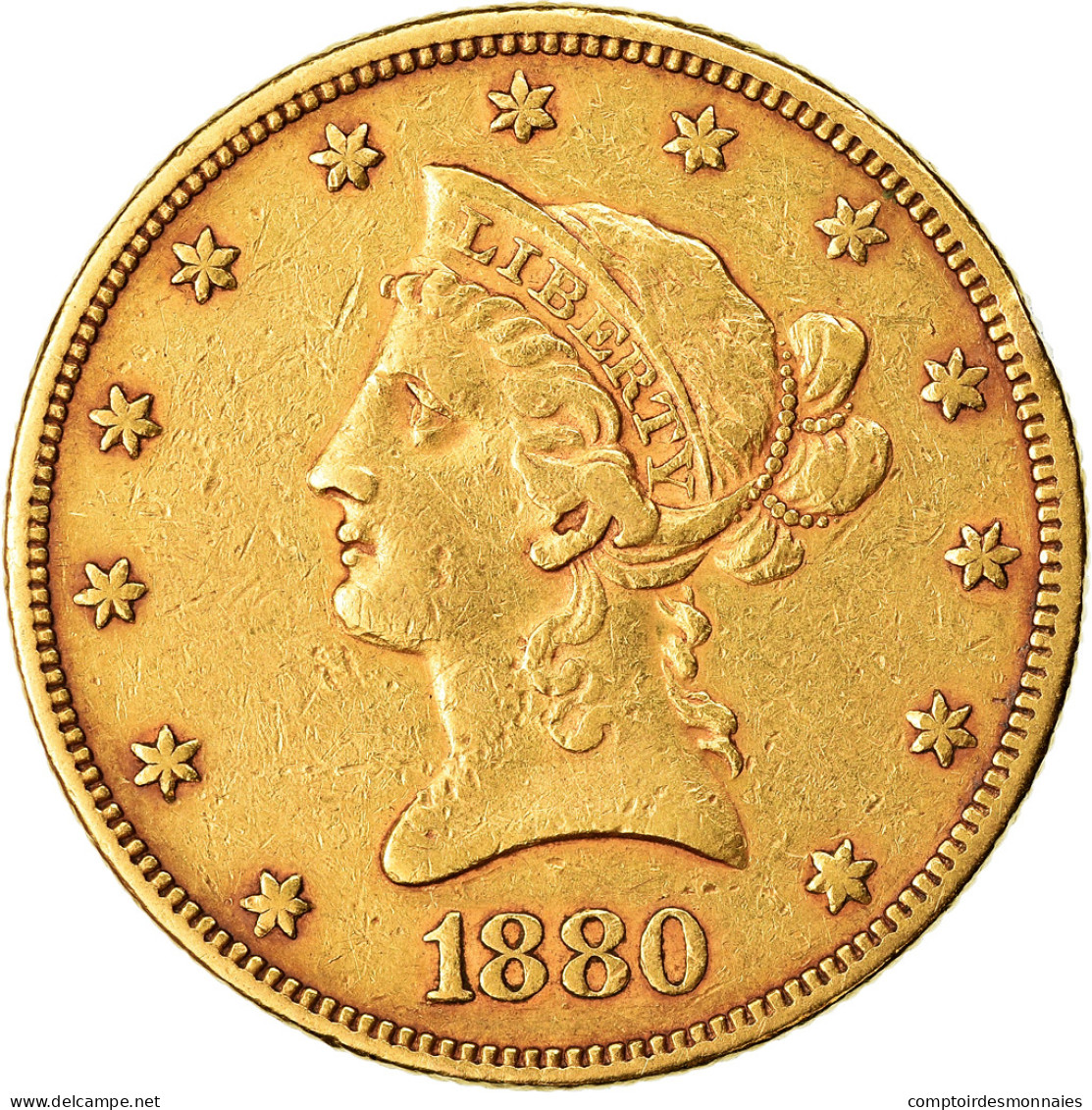 Monnaie, États-Unis, Coronet Head, $10, Eagle, 1880, U.S. Mint, Philadelphie - 10$ - Eagles - 1866-1907: Coronet Head (Tête Couronnée)