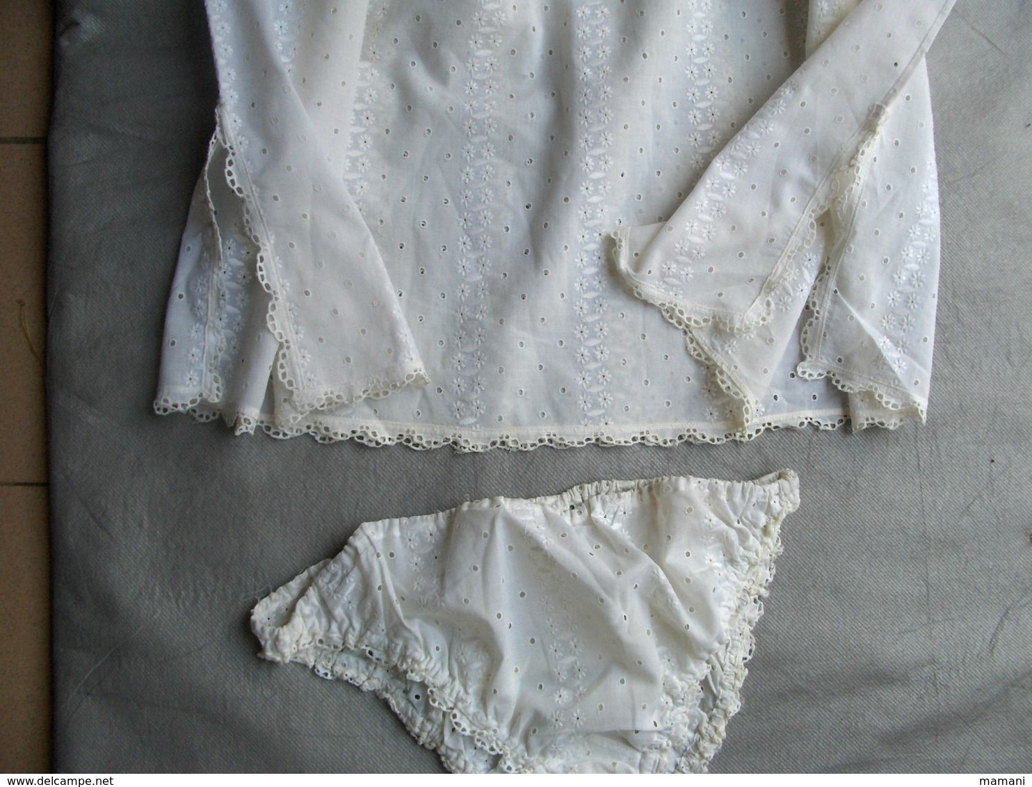 Nuisette Et Culotte Coton Broderie Anglaise Vintage  Marque Ange - 1940-1970