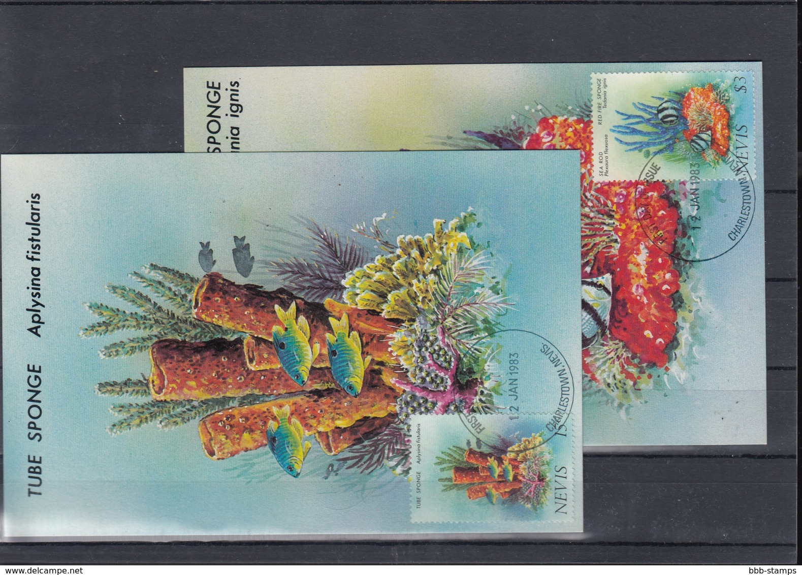 Nevis Michel Cat.No. Maxi Cards 84/87 Coral - St.Kitts And Nevis ( 1983-...)