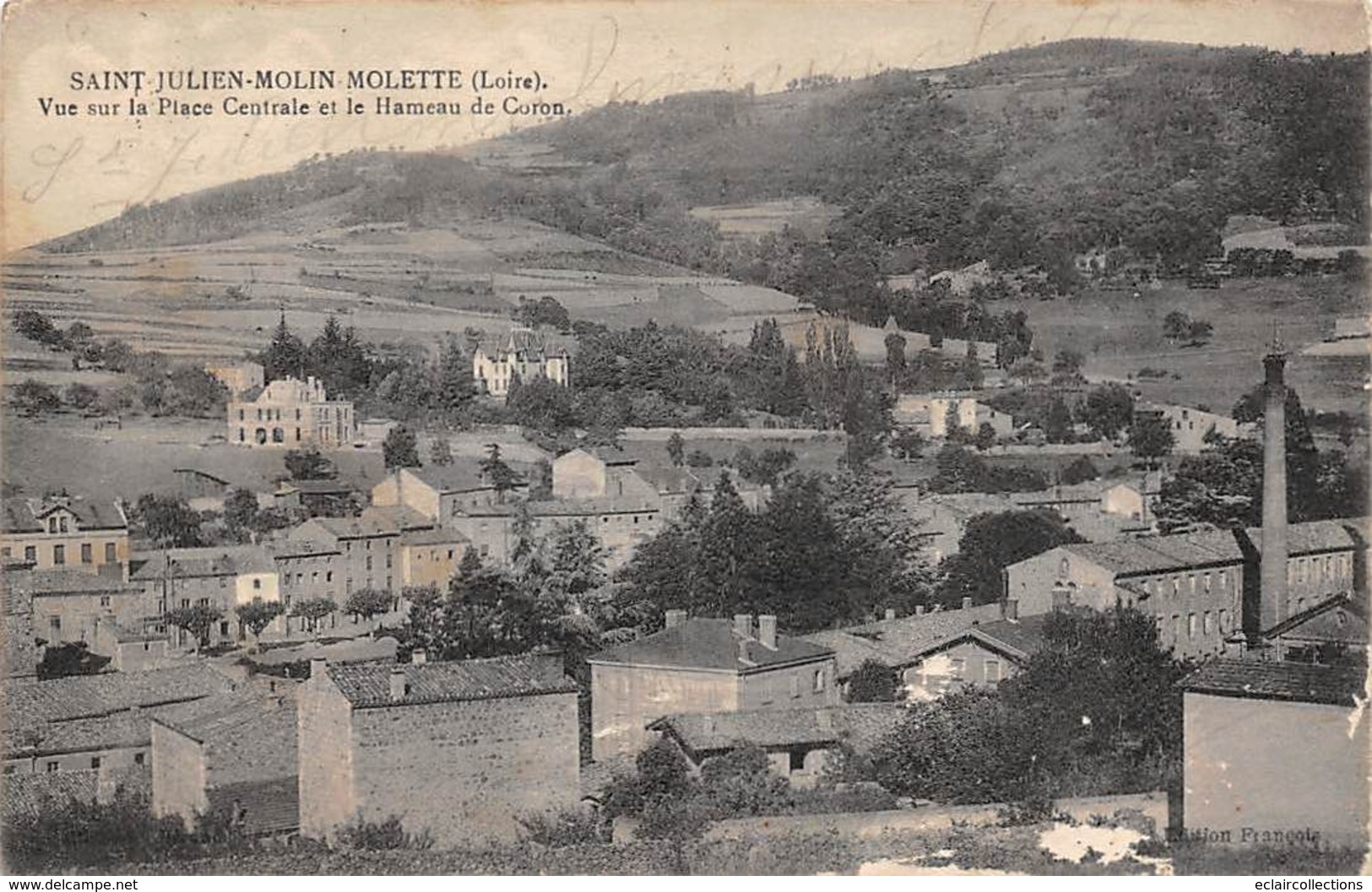 Saint Julien Molin Molette       42       Vue Sur La Place Centrale Et Hameau De Coron        (voir Scan) - Other & Unclassified