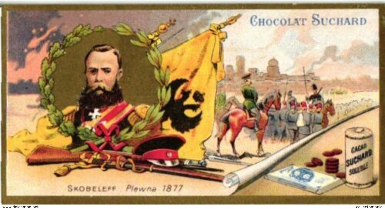 6 Chromo Litho Cards Chocolate SUCHARD Set59A C1899 Famous Comanders Litho Napoleon Skobeleff  Wellington - Suchard