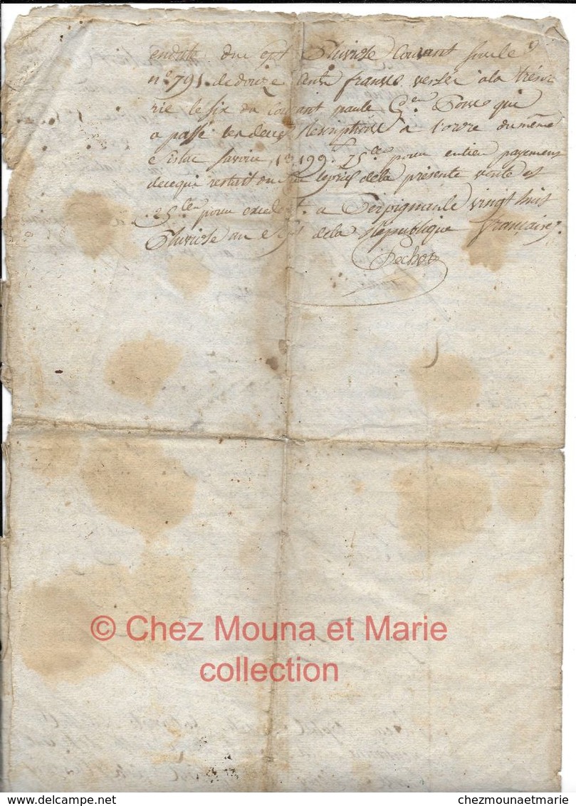 1798 ADMINISTRATEURS PYRENEES ORIENTALES ADJUDICATION DOMAINE NATIONAL A ST CYPRIEN POUR MARTIN SISTAC - Documents Historiques