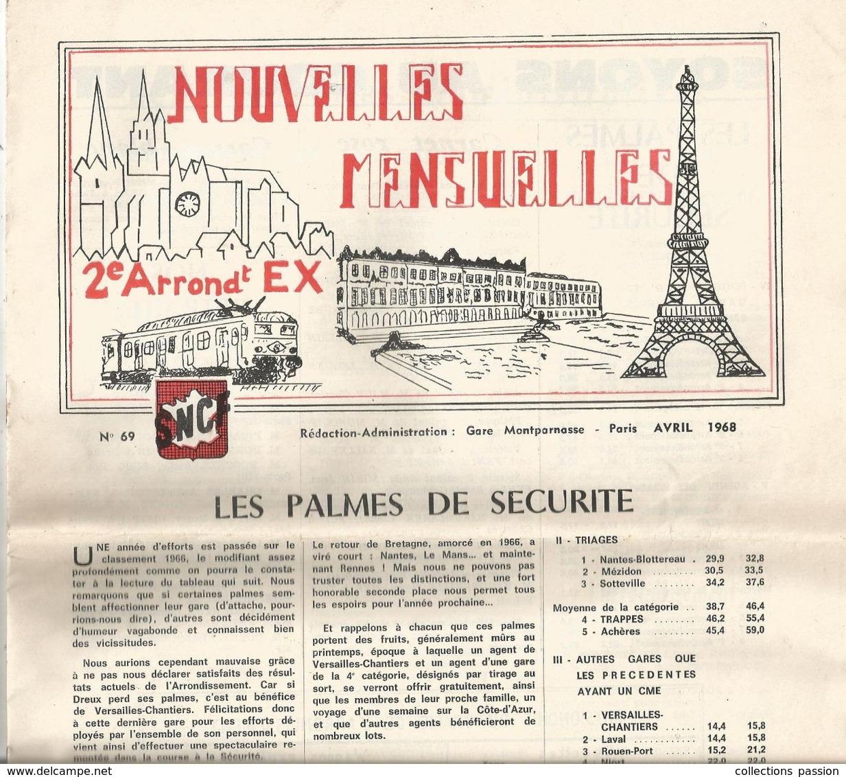 Chemin De Fer , SNCF , Nouvelles Mensuelles , N° 69 , Avril 1968 ,8 Pages , 2 Scans , Frais Fr 1.95 E - Chemin De Fer & Tramway