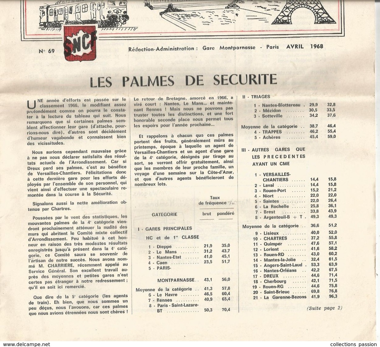 Chemin De Fer , SNCF , Nouvelles Mensuelles , N° 69 , Avril 1968 ,8 Pages , 2 Scans , Frais Fr 1.95 E - Railway & Tramway
