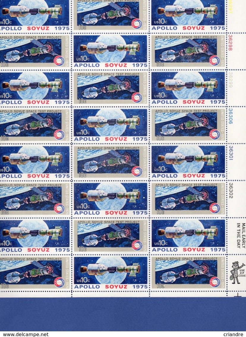 ETATS-UNIS .  Planche De 24 Timbres YT 1059/1060 Neuf ** (Coopération Spatiale Avec L' U.R.S) - Stati Uniti