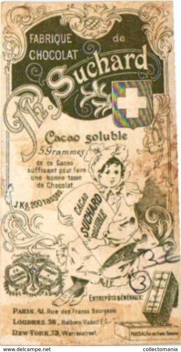 6 chromo litho cards Suisse chocolate Switserland SUCHARD set64B c1898 insects Beatles May-Bug Melalontha vulgaris