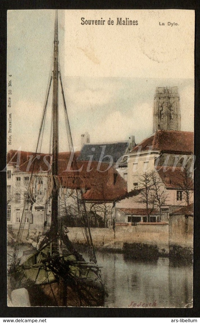 CPA / Postkaart / Mechelen / Malines / 2 Scans / Souvenir De Malines / Mosselboot / 1902 / Dijle / Nels Serie 30 No 4 - Mechelen