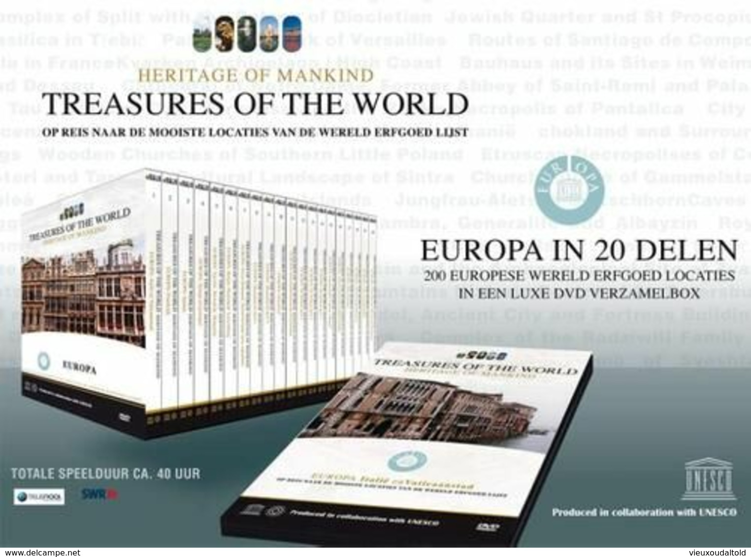 BOX 20 DVD    TREASURES  OF  THE  WORLD  "EUROPA"   HERRITAGE OF MANKIND  ENGLISH/ DEUTSCH {NL Ondertiteling} - Dokumentarfilme