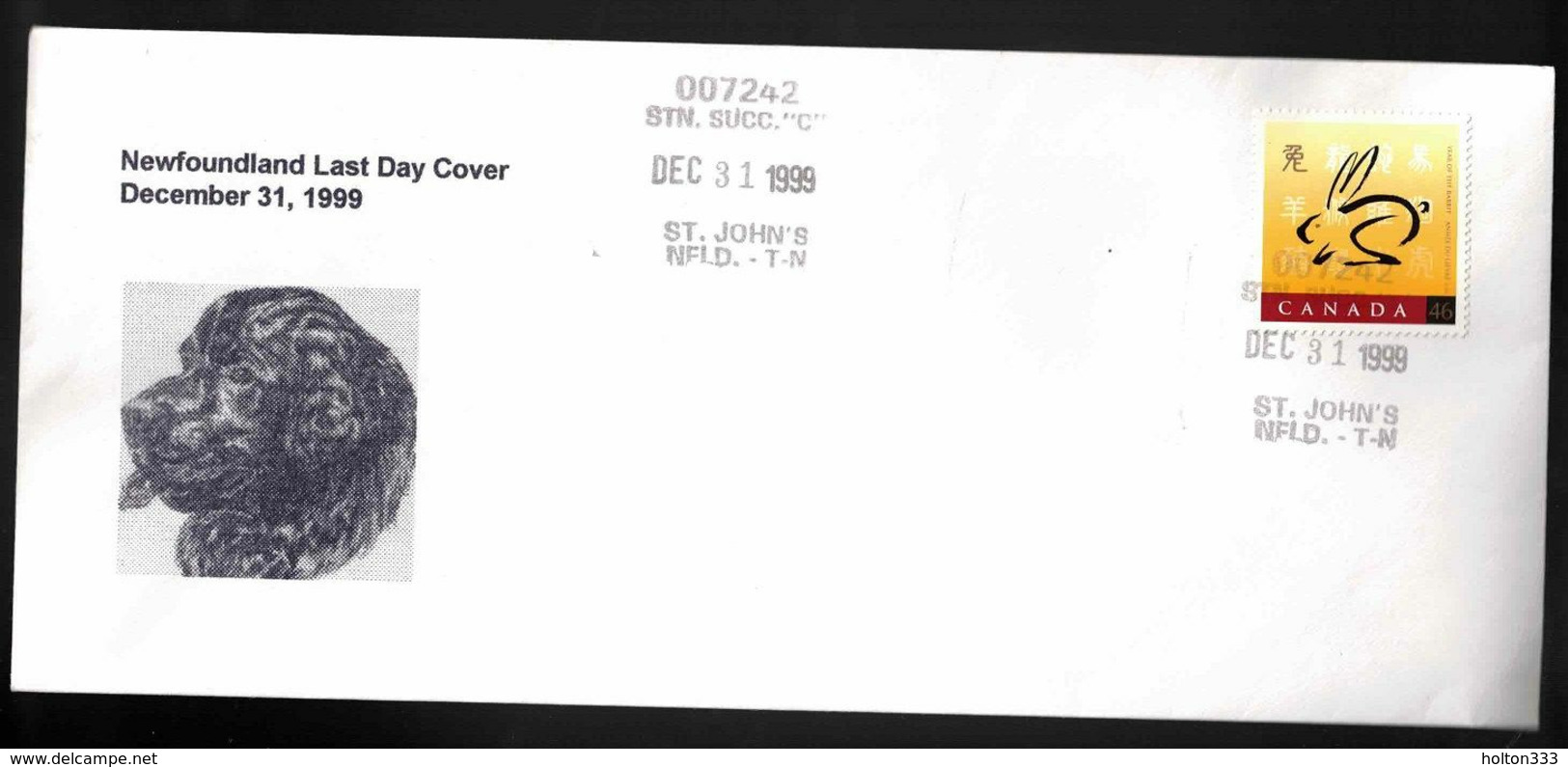 CANADA Cover - Last Day Of Millennium - December 31, 1999 - Newfoundland Dog - ....-1951