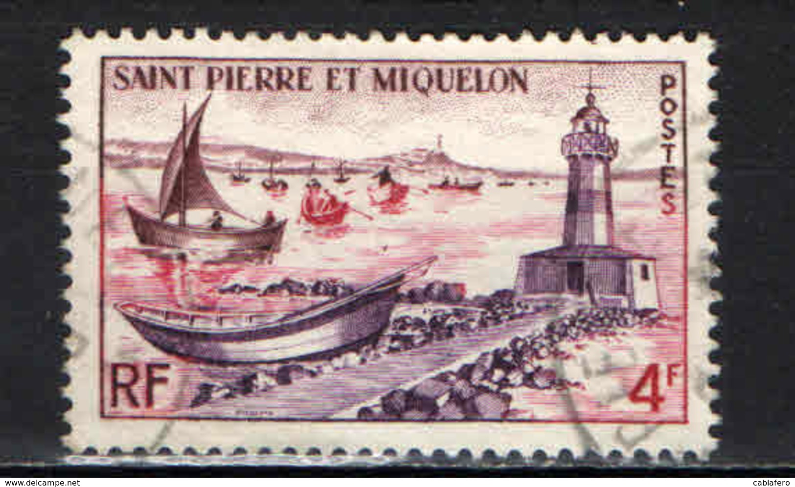 ST. PIERRE & MIQUELON - 1957 - IL FARO E LE BARCHE DEI PESCATORI - USATO - Oblitérés