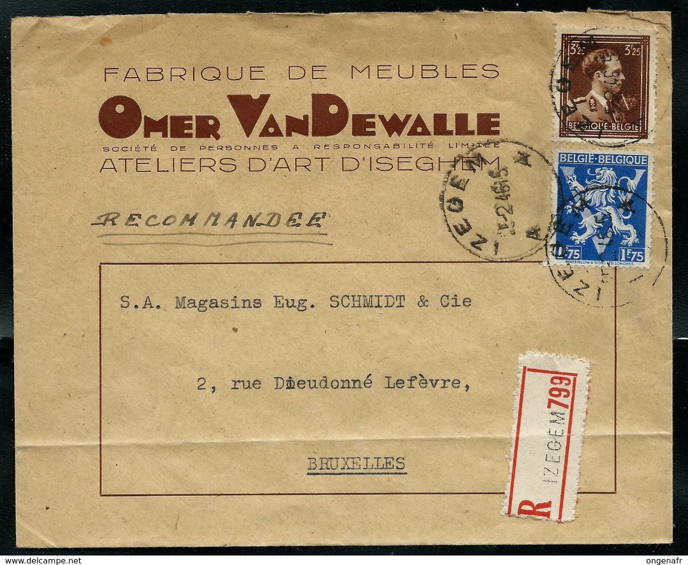 Doc. De IZEGEM - A A - Du 05/02/46  En Rec. ( E ) - Poste Rurale