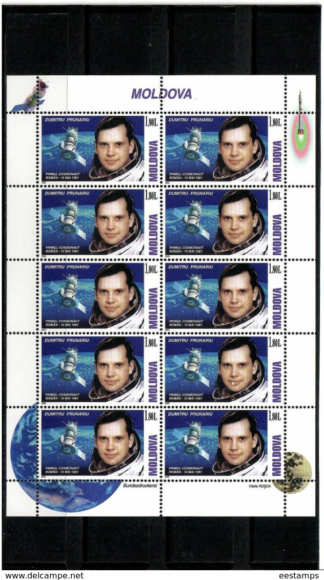 Moldova 2001 .Spaceman Dumitru Prunariu. M/S Of 10  . Michel # 389 KB - Moldavia