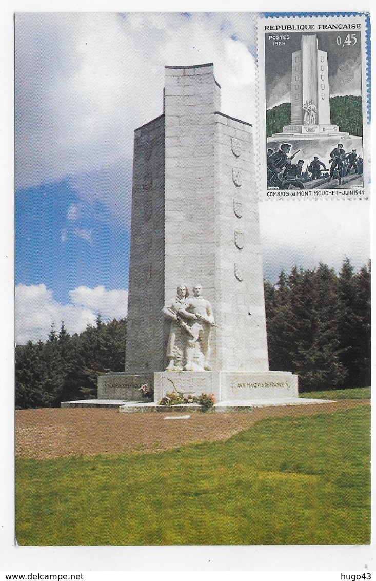 (RECTO / VERSO) PINOLS EN 1982 - MONUMENT NATIONNAL DU MONT MOUCHET - BEAU TIMBRE ET FLAMME AU DOS - CPM GF NON VOYAGEE - Altri & Non Classificati