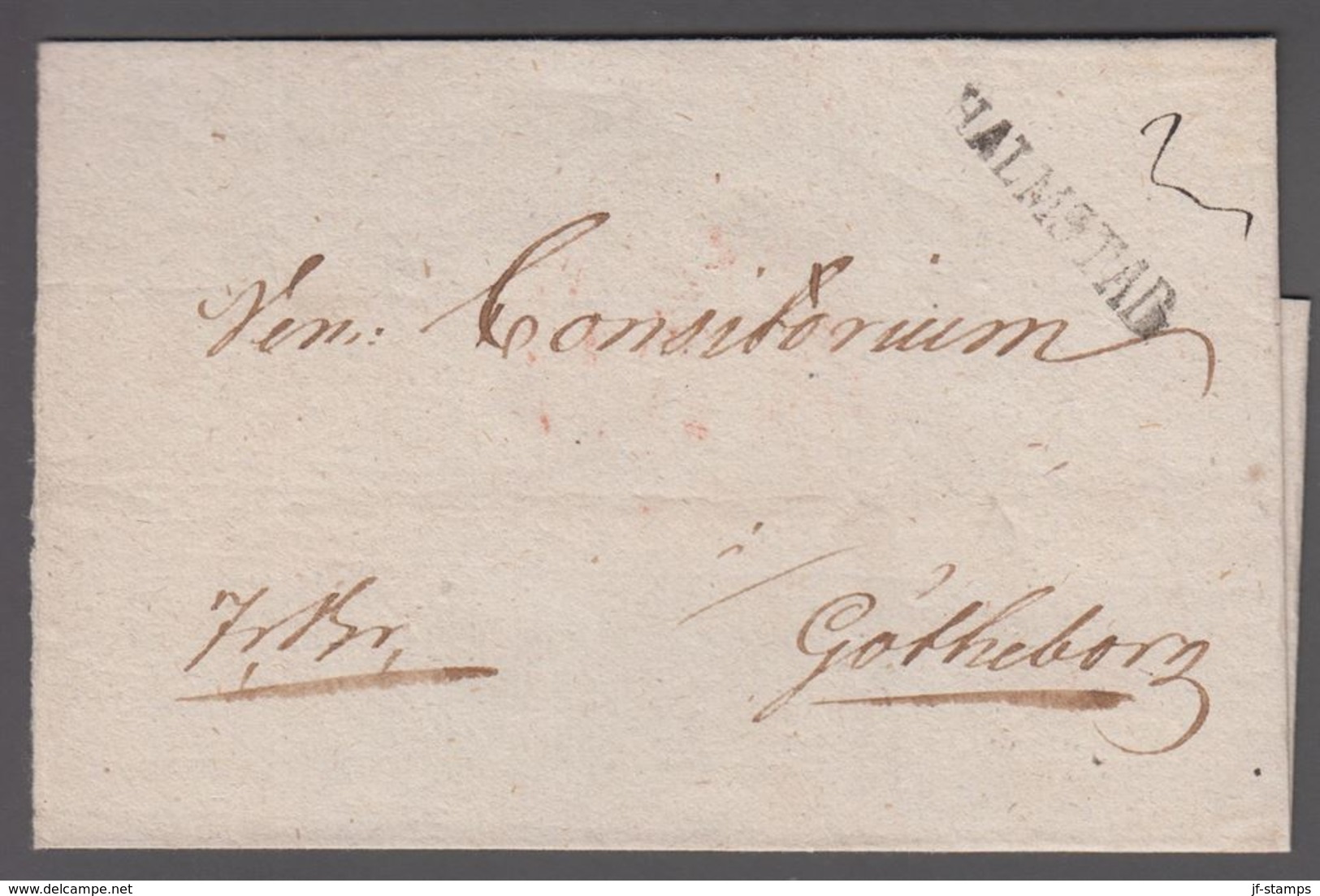 1820. SVERIGE. HALMSTAD  On Cover To Göteborg. Seal Crown Over Standing Lion. () - JF365191 - Prefilatelia