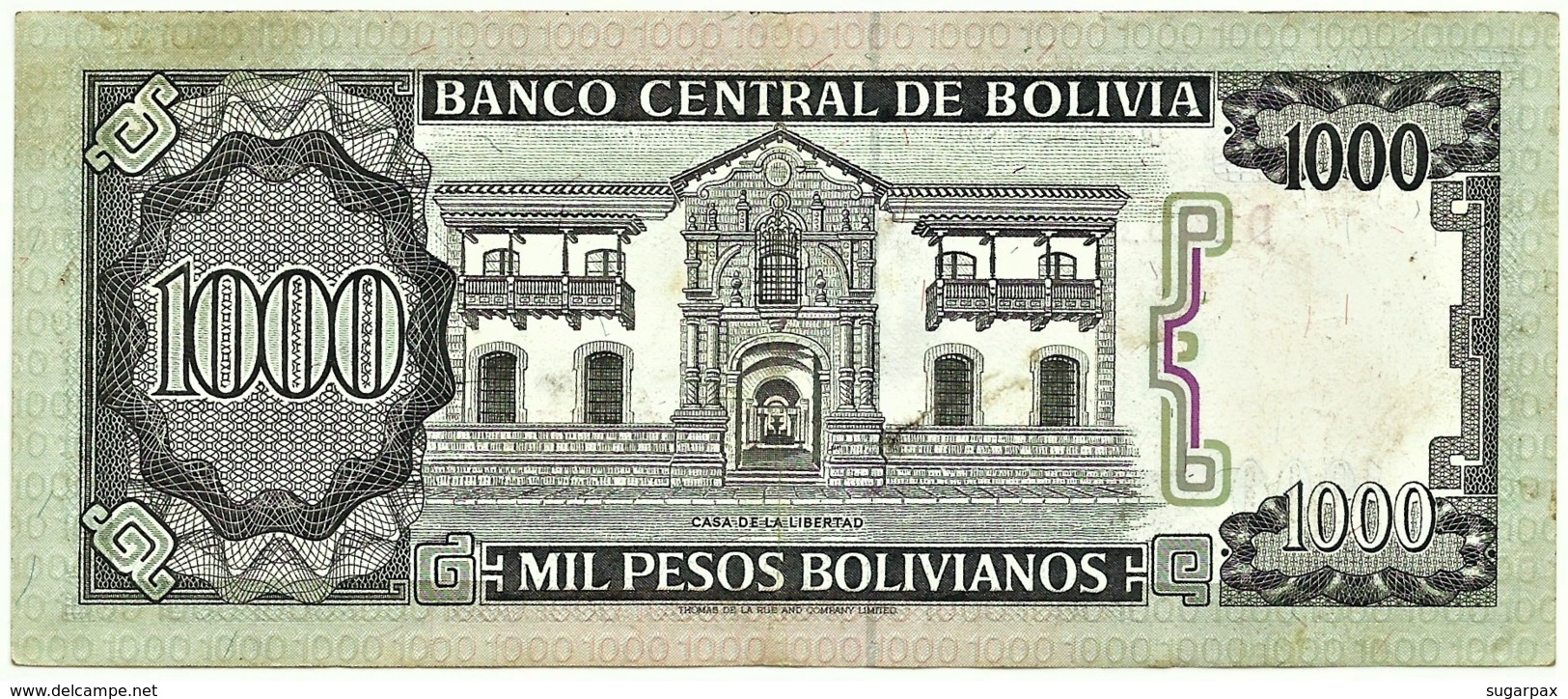 Bolivia - 1000 Pesos Bolivianos - D. 25.06.1982 - Pick 167 -  Serie D ( 8 Digits ) 1 000 - Bolivie