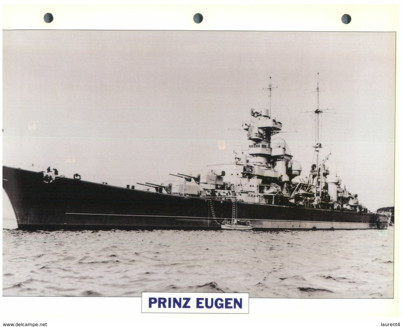 (25 X 19 Cm) C - Photo And Info Sheet On Warship - German Navy - Prinz Eugen - Other & Unclassified