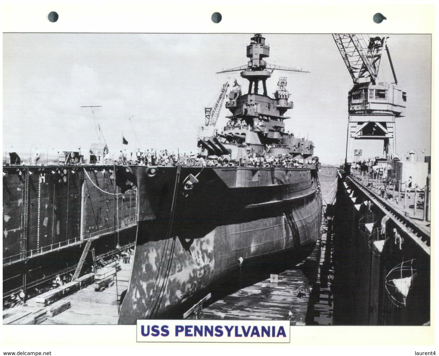 (25 X 19 Cm) C - Photo And Info Sheet On Warship - USS Pennsylvania (out Of Dock) - Other & Unclassified