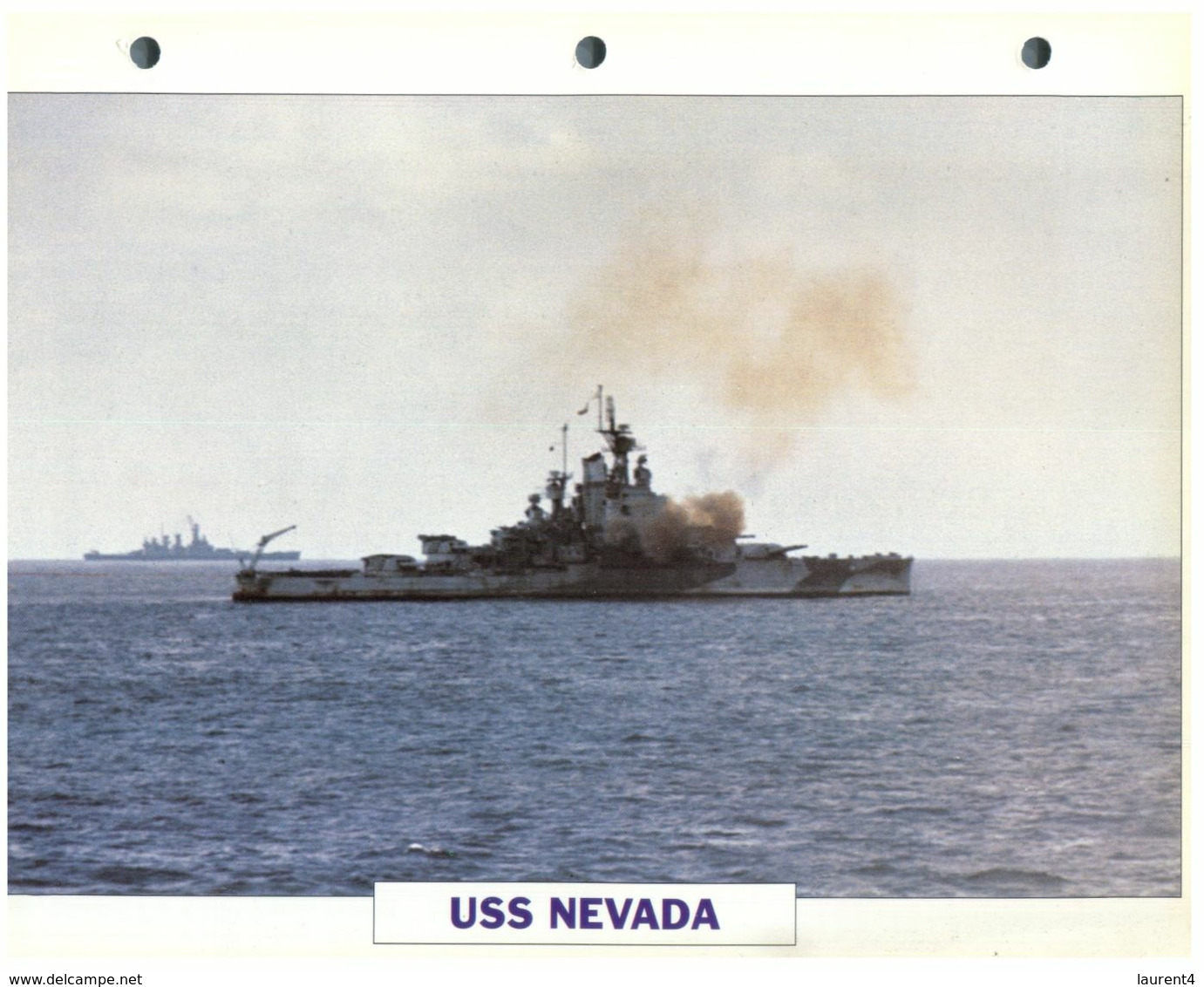 (25 X 19 Cm) C - Photo And Info Sheet On Warship - USS Nevada - Altri & Non Classificati