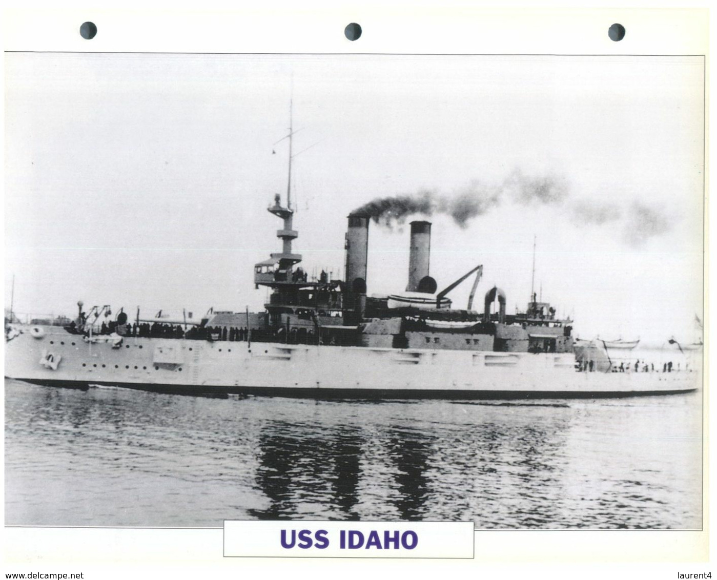 (25 X 19 Cm) C - Photo And Info Sheet On Warship - USS Idao - Altri & Non Classificati