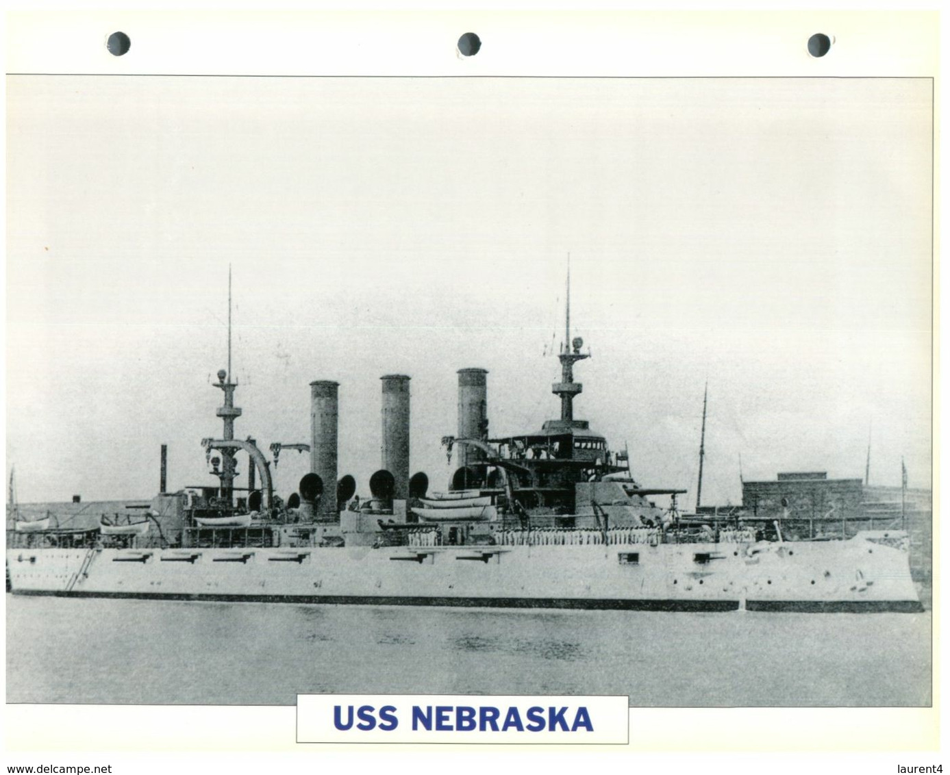 (25 X 19 Cm) C - Photo And Info Sheet On Warship - USS Nebraska - Altri & Non Classificati